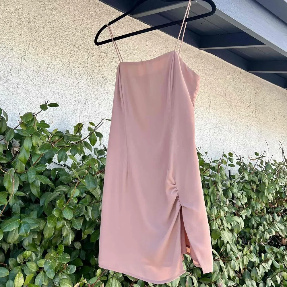 Superdown Syrus Slit Mini Dress Nude Revolve Size Small - Picture 2 of 7